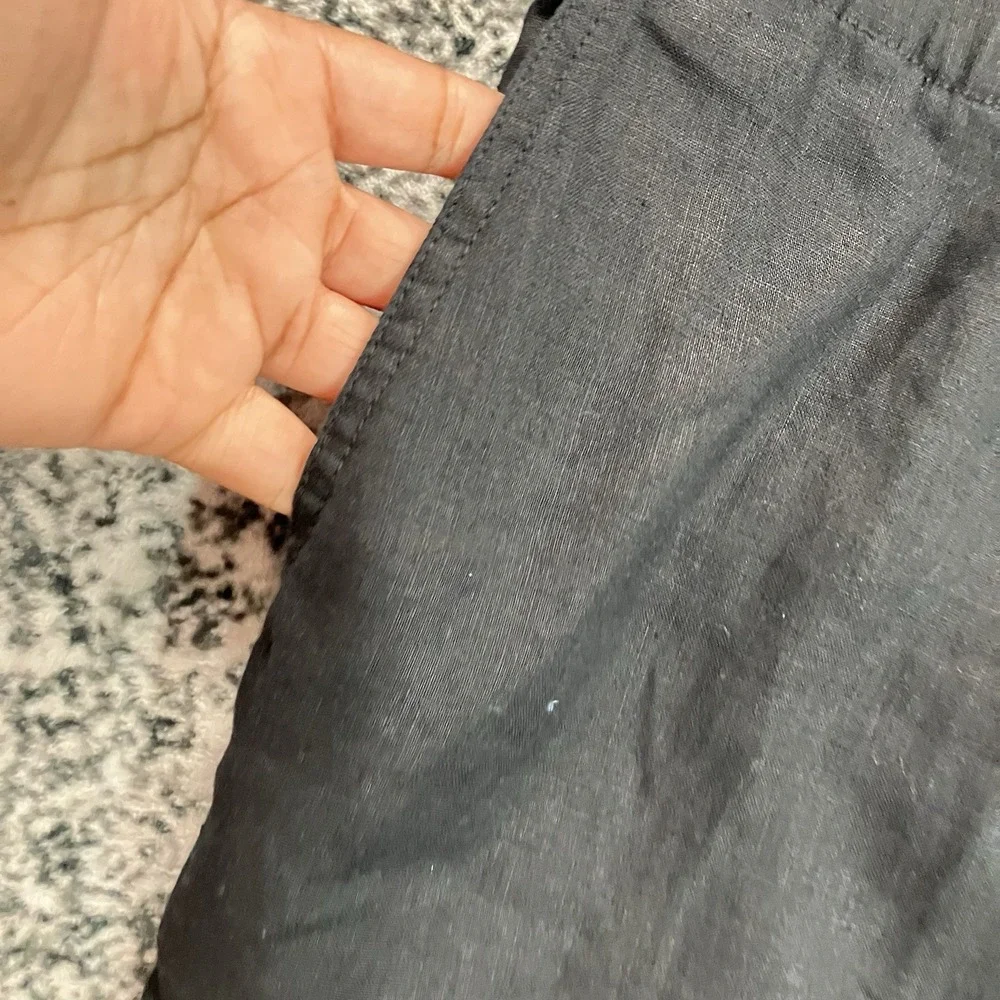Quince 100% European Linen Pants Womens Size XL Black NWT Straight Leg Pull On